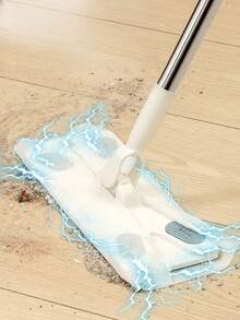 1pc Japanese Style Disposable Dust Collection Mop With Detachable Static Dust Sheets, Slouchy Dusting Paper Mop With Iron Rod Handle - Grey - View 1