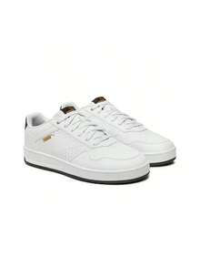 Puma Court Classic Unisex Casual Sneakers White Black Gold 395018 - White Black Gold - View 2