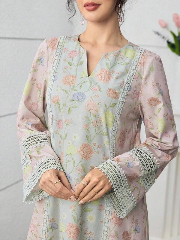 Yasmyna Romantic Floral Lace Patchwork Loose Fashionable Dress For Women