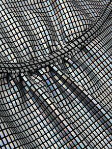 Y2Kool Women's Metallic Plaid Foil Print Backless Halter Top, Suitable For Party, Holiday, Evening Event Checkered Casual Stylish Collection New Year - Silver - View 3