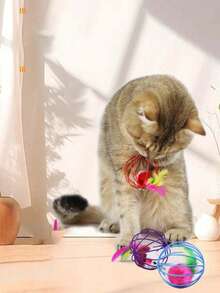 Set di giocattoli divertenti e colorati a gabbia per topi, per alleviare la noia - Mantieni il tuo gatto divertito con palline rotanti e giocattoli per topi interattivi - Multicolore - Visualizzare 7