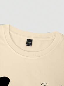 Chillumni Men's Summer Casual Floral & Letter Print T-Shirt - Khaki - View 5