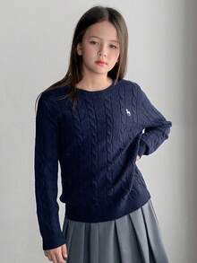 Hapijoa 青少年女孩日常休闲毛衣，秋季