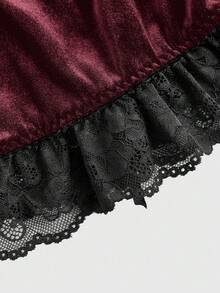 ROMWE Goth 哥特式性感蜘蛛网网眼天鹅绒拼布短款紧身吊带背心，万圣节