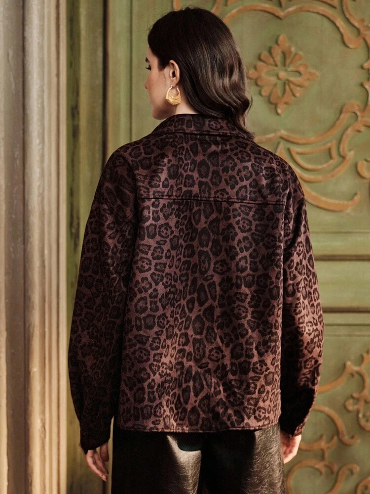 Women's Leopard Print Long Sleeve Shirt, High-End Autumn