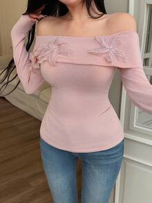 Modelyn Off Shoulder Appliques Detail Blouse