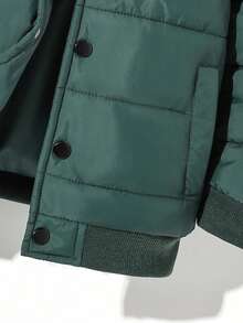 Young Boys Autumn/Winter Applique Button Baseball Padded Coat Kids Coat Wear Kids Jacket Boys Jackets Fall Winter Letterman Jacket Kids Kids Bomber Jacket Kids Winter Jacket - Brown - View 5