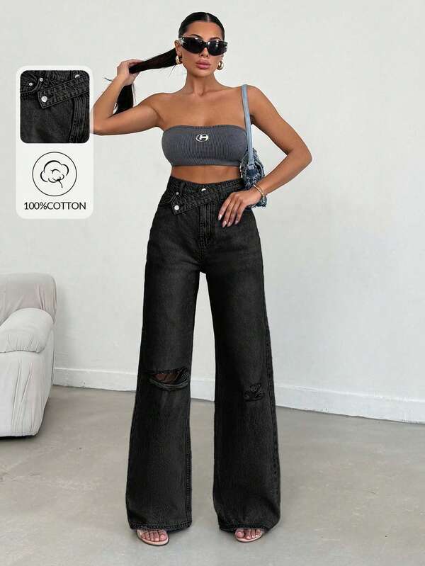 WYSOKI STAN, SZEROKIE NOGAWKI, JASNE PRANIE, NIEBIESKIE