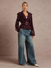 Lumalex Fashionable Casual Short Pleated Women Trench Coat In Fall/Winter