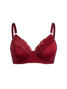 Moonlight&Mama Clip Closure Nursing Bra With Underwire, Lace Splice, Convenient For Breastfeeding, Plus Size Maternity Bra, Lift - Burgundy - View 5