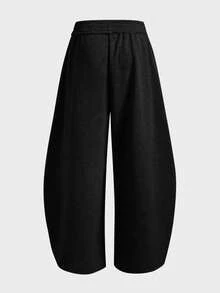 EASEVO Plus Size Men's Casual Loose Fit Gray Knit Long Jogger Pants - Black - View 5