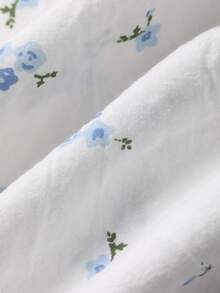 Dazy Kids 女童柔软舒适印花荷叶边领长袖连衣裙，休闲家居服 - 白色 - 查看 8