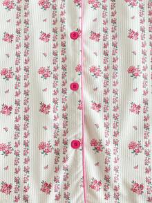 2pcs Girls Casual Ditsy Floral Long Sleeve Top And Pants Loungewear Set