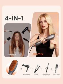 JMMO HAIR | Straightener Brush, Hot Comb, Heated Hair Tool For Smoother, Negative Ions Hair Straightening Brush With Less Frizz, Hot Brush Straightener For Effortless Styling & Shine, No Tugs, NoTangles & No Snags Curling Brush,Thermal Straightening Brush, Graduation Birthday Holiday Summer Fall Autumn Y2K Fancy Fashion Women Makeup Cosmetic Party Beach Travel Camping Outdoors - Grey - View 3