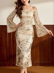 Vintamour 复古优雅女式连衣裙 金色单肩休闲派对连衣裙 女士优雅婚礼宾客连衣裙 女士秋季服装 女士优雅连衣裙 万圣节服装 万圣节服装 新娘妈妈婚礼礼服 女士优雅服装 秋季女装 女士秋季连衣裙 女士秋季服装 婚礼宾客礼服 优雅婚礼宾客连衣裙 秋季服装 女士婚礼宾客正式连衣裙 - 杏色 - 查看 2