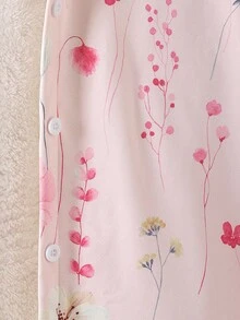 SHEIN Vintaside Kids Áo khoác ấm dài vừa có mũ trùm đầu bằng vải nhung dày họa tiết hoa cổ điển dành cho bé gái tuổi teen, mùa thu/đông, ngày lễ, mùa hè, du lịch - Hồng - Xem 4