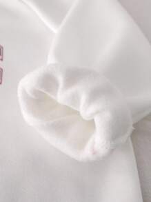 Genkimix Kids 2pcs/Set Baju Sweatshirt Lengan Raglan Putih Motif Huruf untuk Anak Perempuan, Celana Jogging Longgar Warna Pink, Pakaian Kasual untuk Kembali ke Sekolah, Musim Gugur, Musim Semi, dan Musim Dingin - MultiWarna - View 3