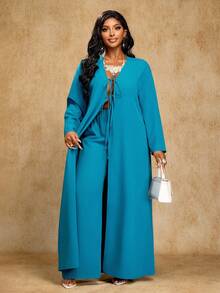 Brilight Women's Elegant Winter Clothes For Women Plain Tie Front And Casual Long Blouse With Wide Leg Pants Elegant Winter Sets Clothes For Women ,Suitable Vacation & Dating