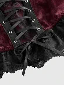 ROMWE Goth 哥特式性感蜘蛛网网眼天鹅绒拼布短款紧身吊带背心，万圣节