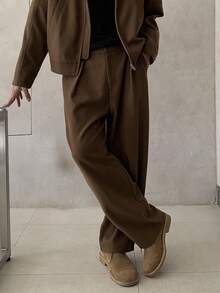 DAZY ملابس علوية قصير بلون بني داكن مقترن مع جاكيت بطراز الشارع، خريف - بني - مشاهدة 3