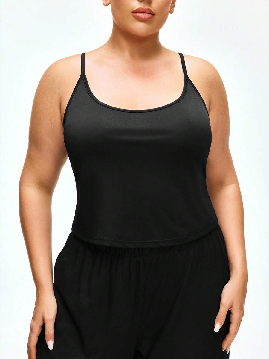 Shapelle Forme Plus Size Casual Basic Scoop Neck Sleepwear Top