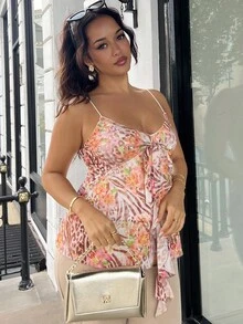 NegzBox Summer Women Clothes Concert Outfits Ruise Women Outfits Country Concert Outfit Beach Vacation Outfits Cute Summer Tops Flower-Printed Tied Strappy Vest