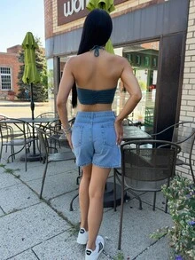 Carolina Barros 女式波西米亚风夏季嬉皮假日氛围眼睛、月亮和星星刺绣水蓝色女式串珠针织上衣 - 墨綠色 - 查看 2