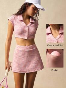 VARSIVA Trainingsanzug für Frauen, buntes kurzes Crop Top und Mini-Rock Sport Set - Verschiedenfarbig - Übersicht 1