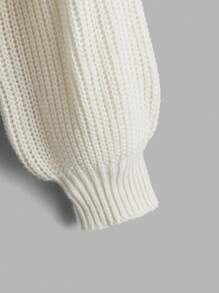 SHEIN Tween Girls' Long Sleeve Button Up Cardigan Sweater In Fall/Winter - White - View 3