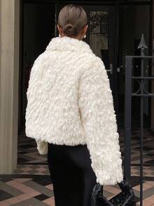 DAZY 女士翻领宽松休闲蓬松夹克女式外套 - 米色 - 查看 7