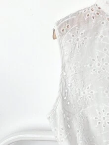 SHEIN Clasi Áo sơ mi trắng thêu tay cho kỳ nghỉ, thanh lịch cho mọi dịp - trắng - Xem 4