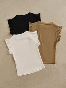 Chiquease Women's Solid Color Crew Neck Cap Sleeve T-Shirt, Summer - Multicolor - View 2