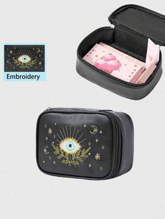 Kawaii Borsa cosmetica portatile quadrata con ricamo in stile vintage