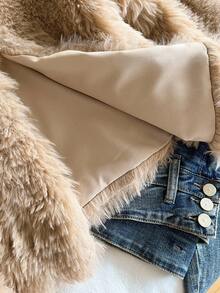 Tween Girls Solid Color Plush Long Sleeve Jacket Fall Winter