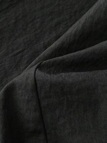 SHEIN Unity 1 件女式黑色纽扣、褶腰 A 字衬衫领休闲/通勤连衣裙，适合返校季 - 黑色 - 查看 3