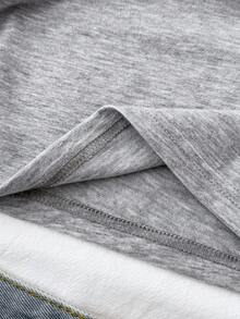 قميص تريكو بنات المراهقات بلون أحادي بطراز BM، رقبة دائرية، بلوزة بفيونكة وتصميم تباين اللون، مطرز على الخصر، تصميم مجمع، أكمام طويلة، ملابس صيفية أساسية وكاجوال