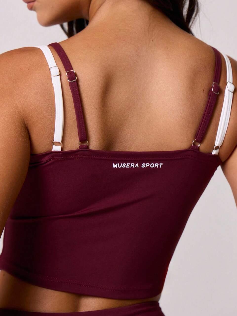 Active Contrast Layered Fitted Tank Top Elegant Casual Workout Gym Back To School