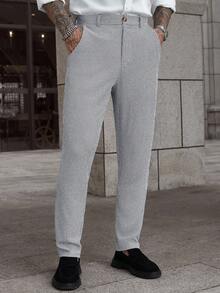 Manfinity Homme Quần áo ngoài trời mùa thu cho nam, Quần áo nam mùa thu 2025, Quần ống côn đa năng thường ngày cho nam, Quần dệt kim nam, Quần họa tiết răng sói, Mùa thu - Nhiều màu - Xem 5