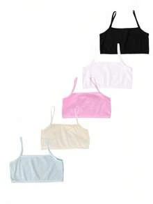 Tween Girl 5pcs Solid Underwear Cami Top - Multicolor - View 2