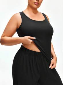 Shapelle Forme Plus Size Casual Basic Scoop Neck Sleepwear Top