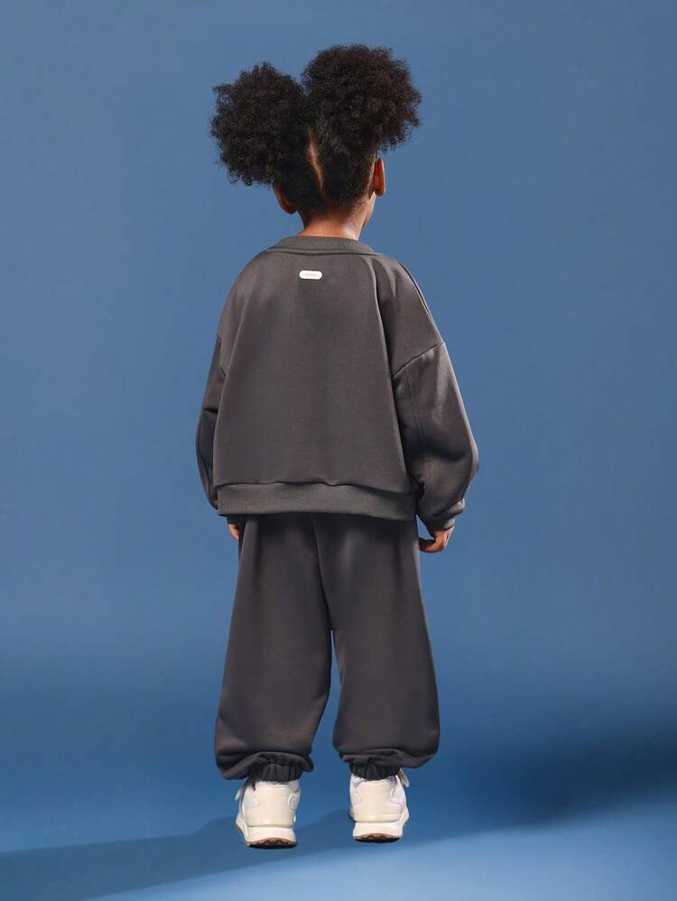 Boxy Sweatshirt And Joggers Set With Logo Print