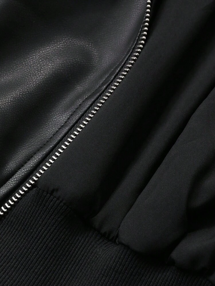 Women's Turndown Collar Long Sleeve Short/Long PU Leather Street Casual Jacket