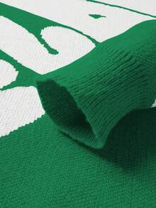 Manfinity EMRG Herren Lässig Pullover mit Buchstabenmuster, Rundhalsausschnitt, Langarm, locker gestrickt, Herbstgrün Pullover, Herren Grün Pullover, Grafik Pullover, Abstrakt Pullover