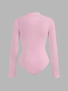 SHEIN EZwear Bộ đồ liền thân cổ cao có khóa kéo họa tiết ngựa con dành cho nữ, áo liền thân dài tay thường ngày, thu/đông - Nhiều màu - Xem 8