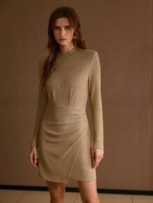 MOTF PREMIUM WRAP ASYMMETRICAL HEM SLIM FIT DRESS