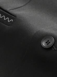 Manfinity Mode 男士秋季翻领长袖夹克和裤子休闲商务旅行西装套装 - 黑色 - 查看 3