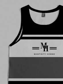 Manfinity RelaxMax 男士夏季休闲撞色条纹背心 - 灰色 - 查看 3