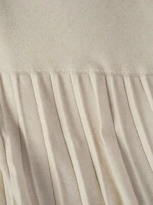 Franclia New Pleated Patchwork Knitted High Waist Slimming Midi A-Line Skirt, Casual Women Sweater Skirt