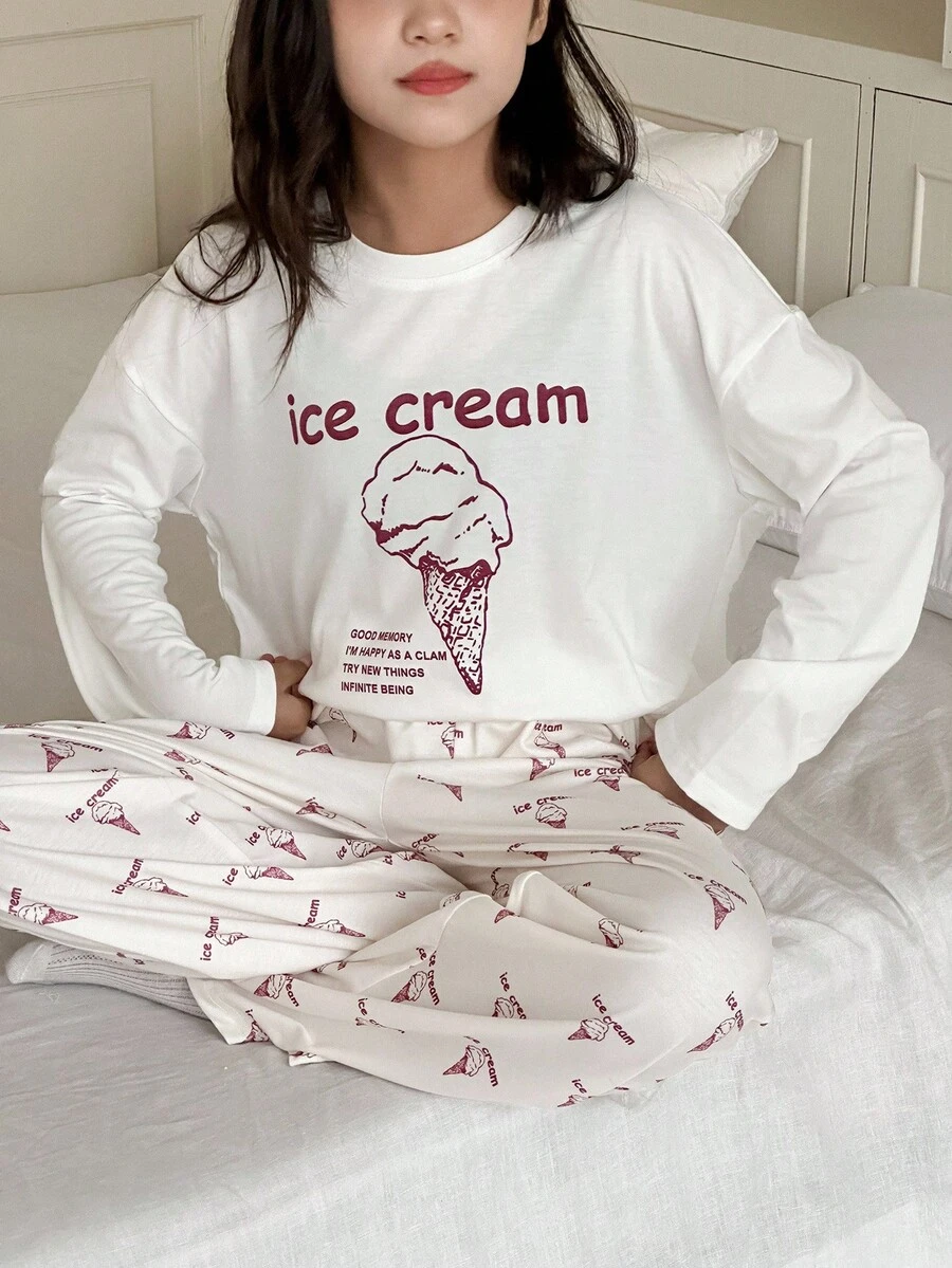 Dazy Kids 青少年女孩休闲家居服睡衣，秋季 - 白色 - 查看 1