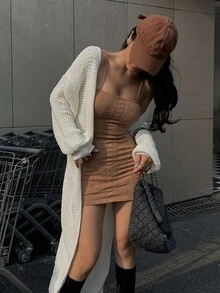 DAZY Cárdigan holgado, suelto y casual de estilo vintage para otoño/invierno - Blanco - Ver 3